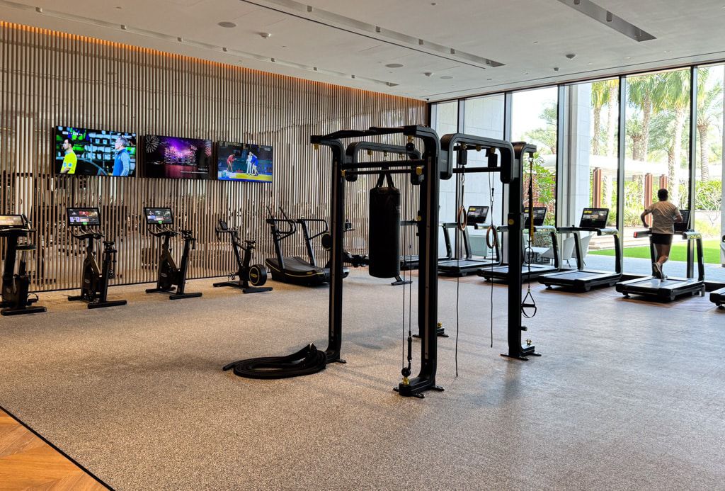 Client doing strength training with equipment
